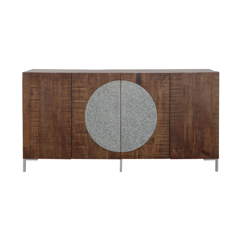 Bahari Chatter - Four Door Credenza - Brown & Silver.