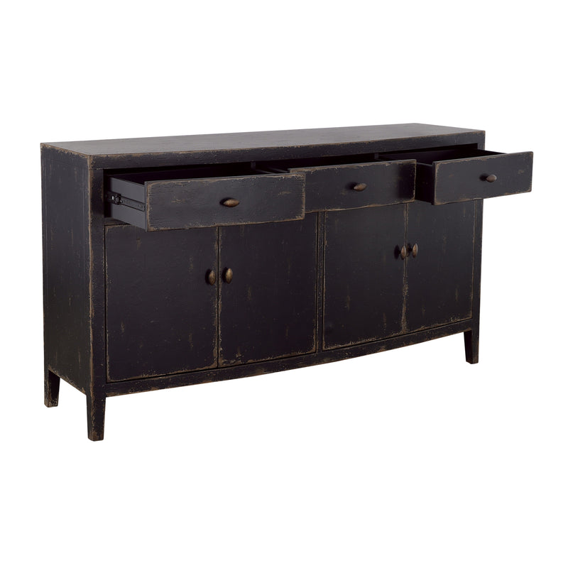 Gibson - Four Door Three Drawer Credenza - Coal & Brown.