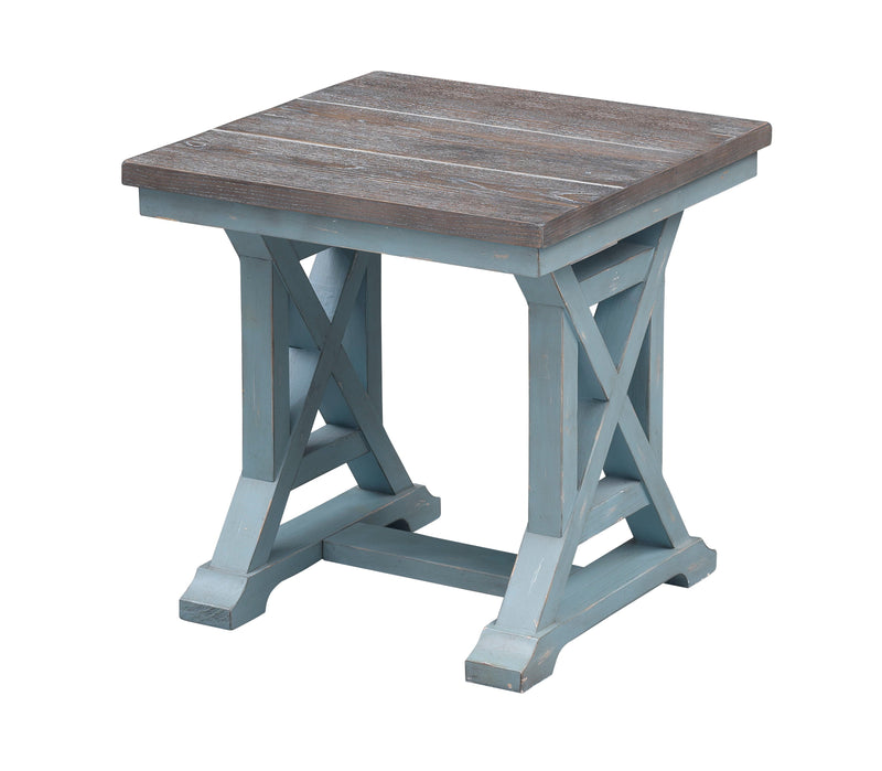 Bar Harbor - Hand Painted Table With Plank Style Top.