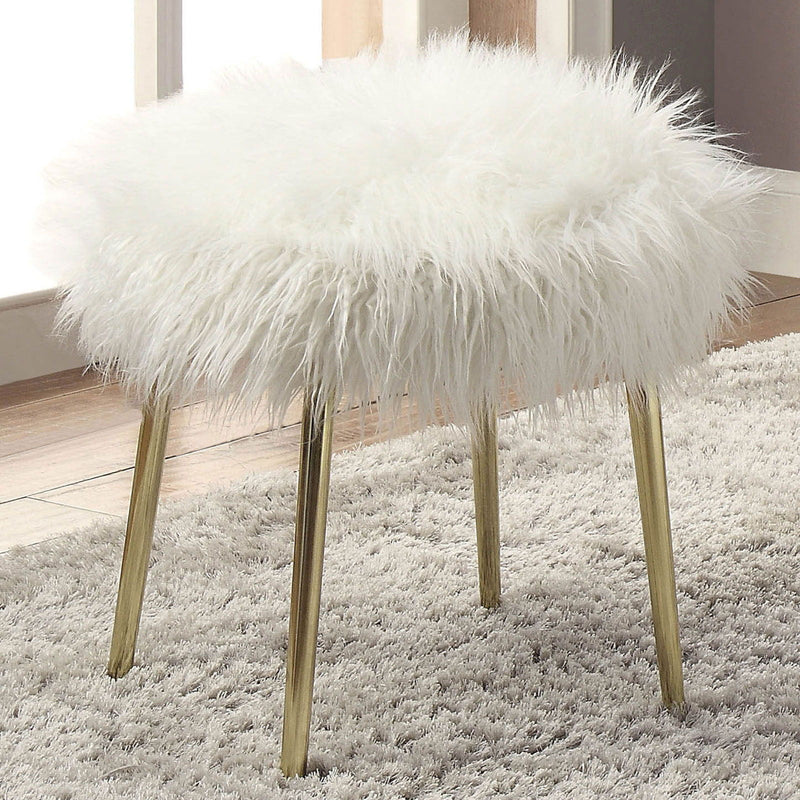 Caoimhe - Ottoman - White / Gold - Grand Furniture GA