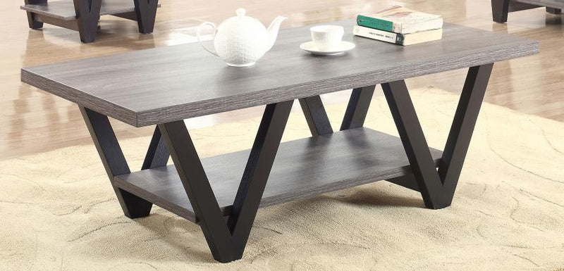 Stevens - V-Shaped Coffee Table - Black and Antique Grey.