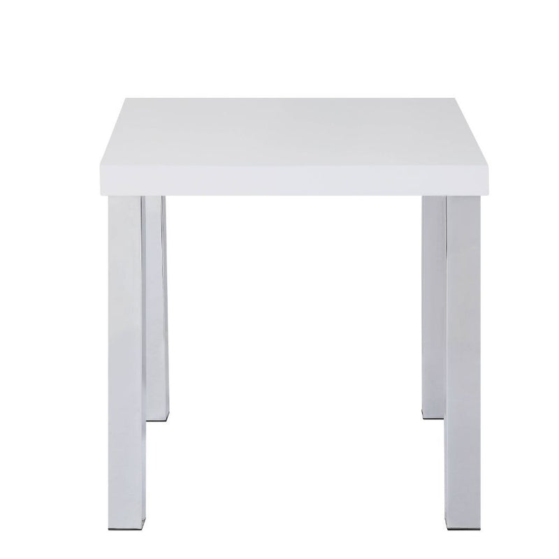 Harta - End Table - White High Gloss & Chrome - Grand Furniture GA