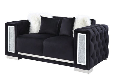 Trislar - Loveseat - Black Velvet - 33" - Grand Furniture GA