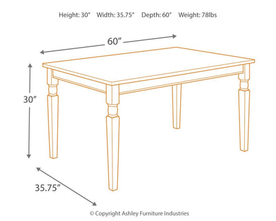 Whitesburg - Brown / Cottage White - Rectangular Dining Room Table.