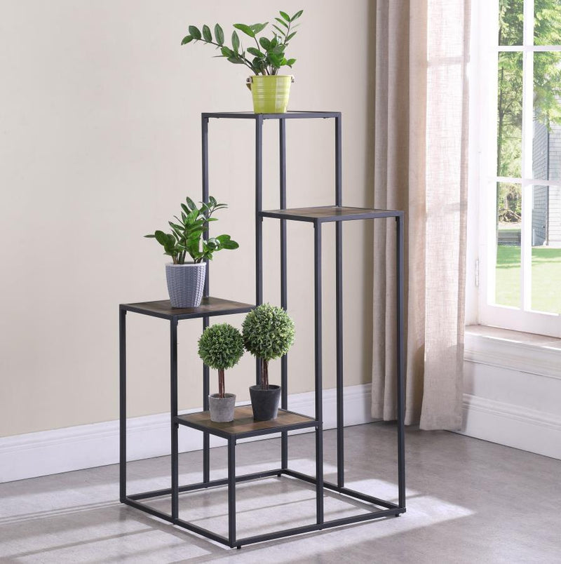 Rito - 4-Tier Display Shelf - Rustic Brown and Black.