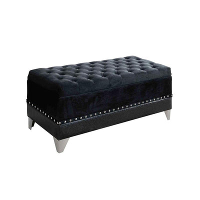 Barzini - Tufted Rectangular Trunk With Nailhead Black.