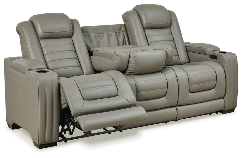 Backtrack - Gray - Pwr Rec Sofa With Adj Headrest.