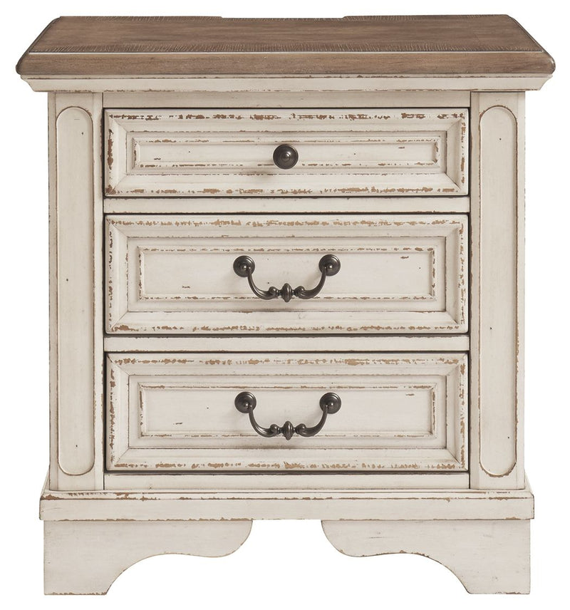 Realyn - White / Brown / Beige - Three Drawer Night Stand.