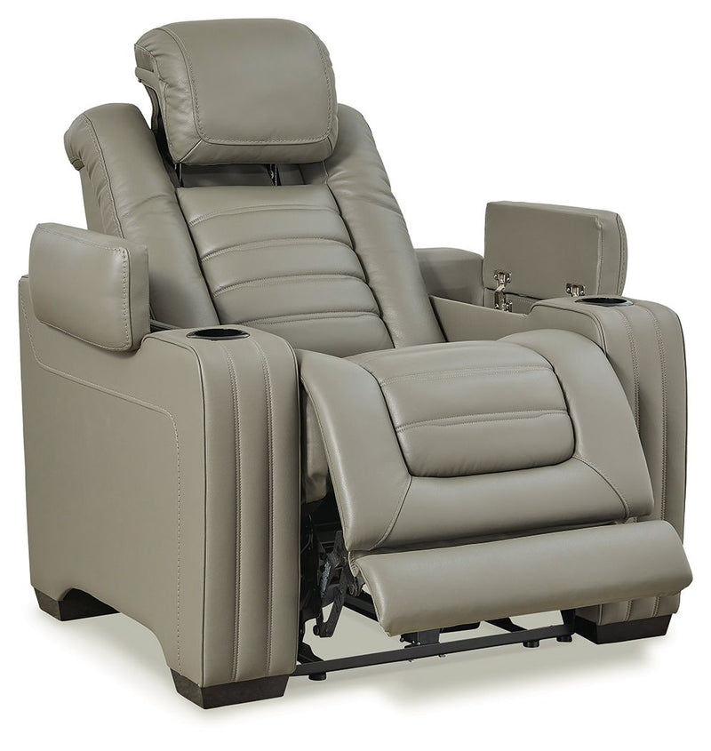 Backtrack - Gray - Pwr Recliner/Adj Headrest.