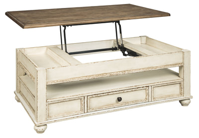 Realyn - White / Brown - Lift Top Cocktail Table - Grand Furniture GA