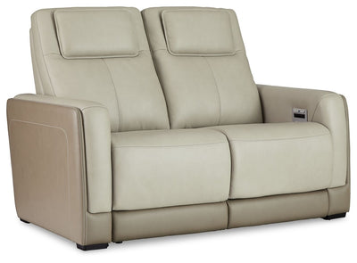 Battleville - Almond - Pwr Rec Loveseat/Adj Headrest - Reclining Loveseats - Grand Furniture GA