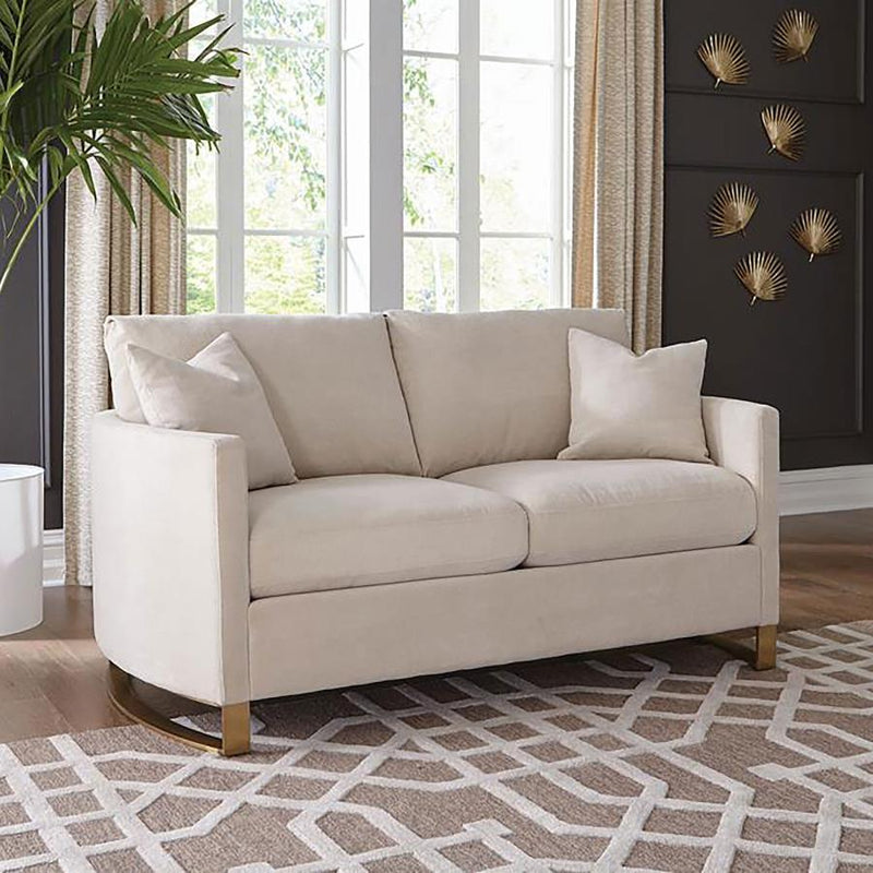 Corliss - Upholstered Arched Arms Loveseat - Beige.