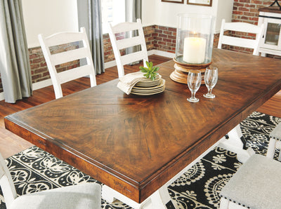 Valebeck - White / Brown - Rectangular Dining Room Table.