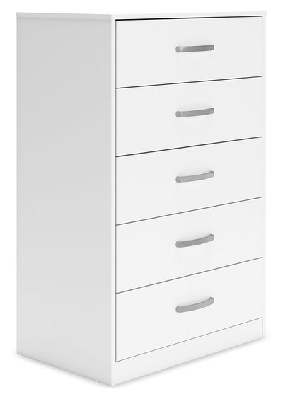 Flannia - White - Five Drawer Chest - 46" Height.