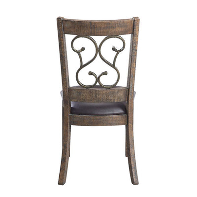 Raphaela - Side Chair (Set of 2) - Black PU & Weathered Cherry Finish - Grand Furniture GA