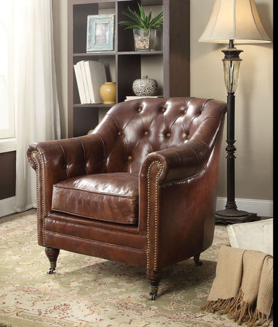 Aberdeen - Chair - Vintage Dark Brown Top Grain Leather - Grand Furniture GA