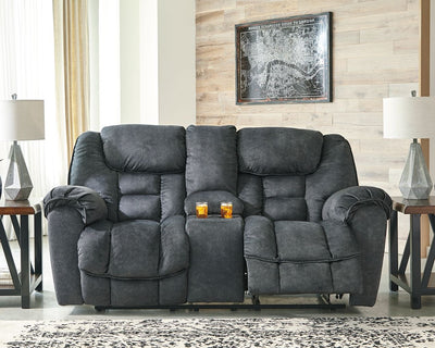 Capehorn - Granite - Dbl Rec Loveseat W/Console.