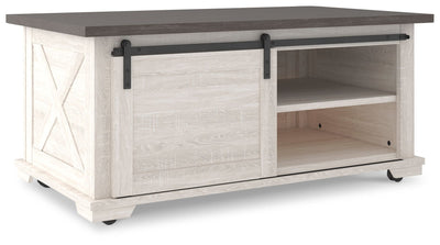 Dorrinson - White / Black / Gray - Rectangular Cocktail Table.