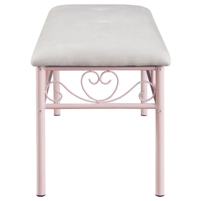 Massi - Tufted Upholstered Bench - Powder Pink