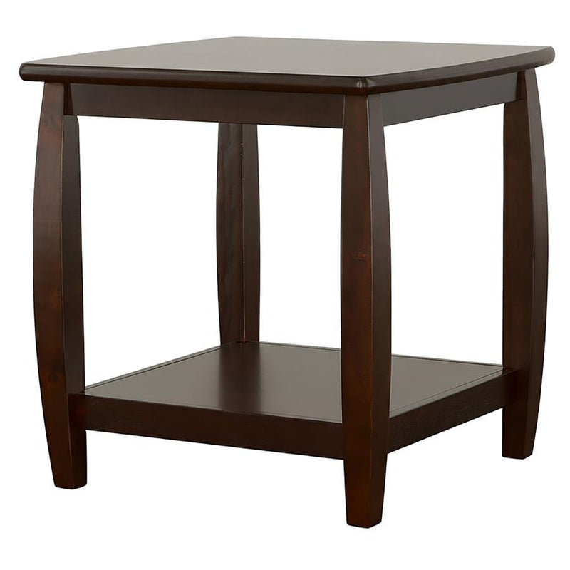 Dixon - Square End Table With Bottom Shelf - Espresso.