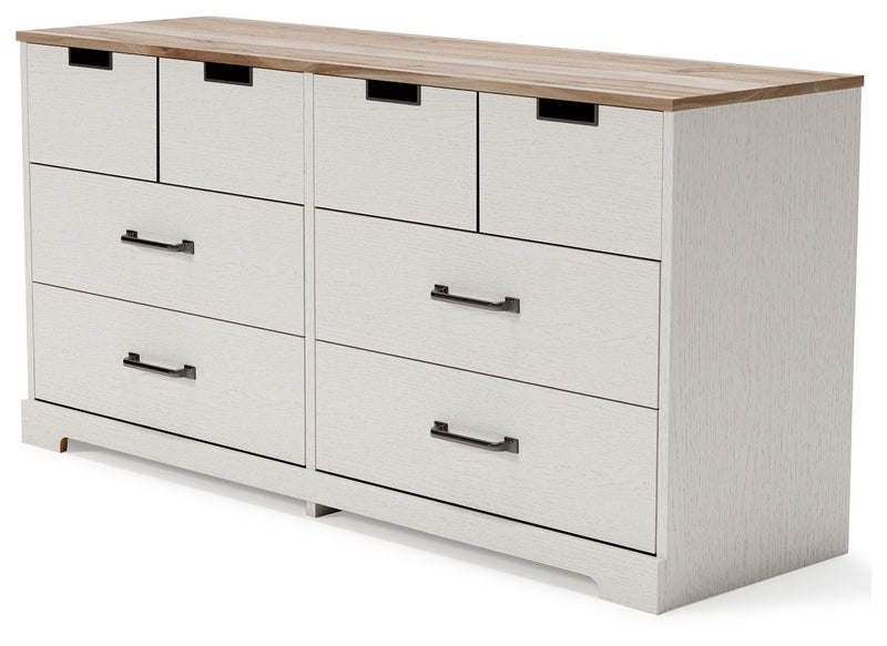 Vaibryn - White / Brown / Beige - Six Drawer Dresser - Vinyl-Wrapped.