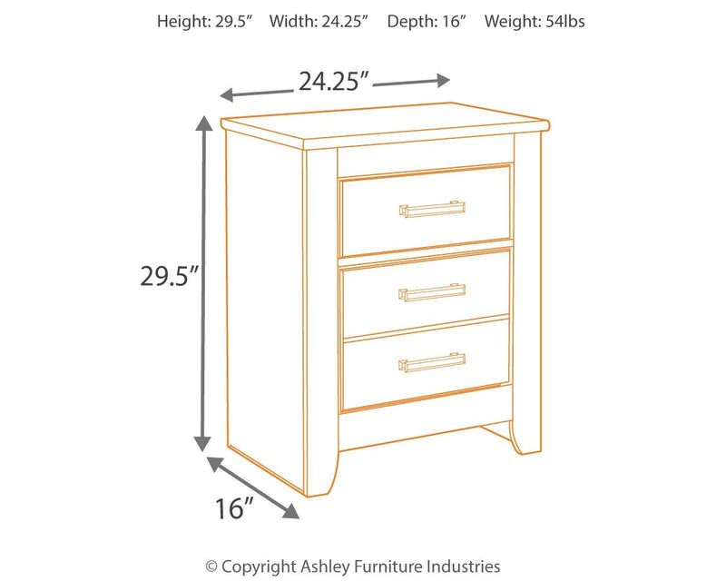 Brinxton - Charcoal - Two Drawer Night Stand.