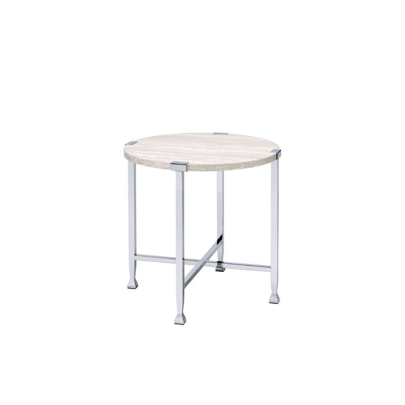 Brecon - End Table - White Oak & Chrome - Grand Furniture GA