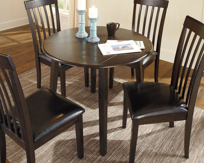 Hammis - Dark Brown - Round Drm Drop Leaf Table.