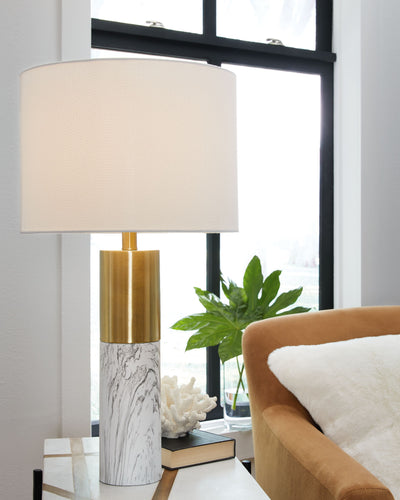 Samney - Gold Finish / White - Metal Table Lamp (Set of 2).