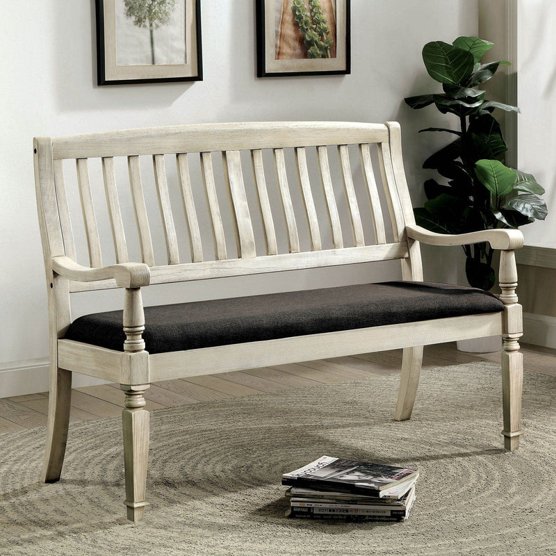 Georgia - Loveseat Bench - Antique White / Gray - Grand Furniture GA