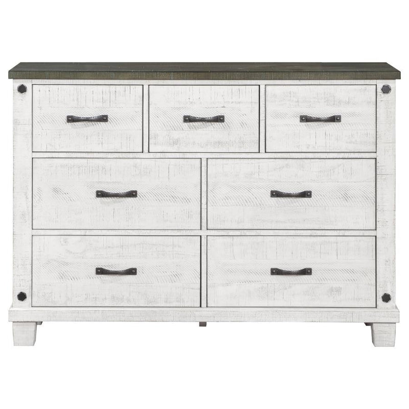 Lilith - 7-Drawer Dresser Distressed - Distressed Gray And White