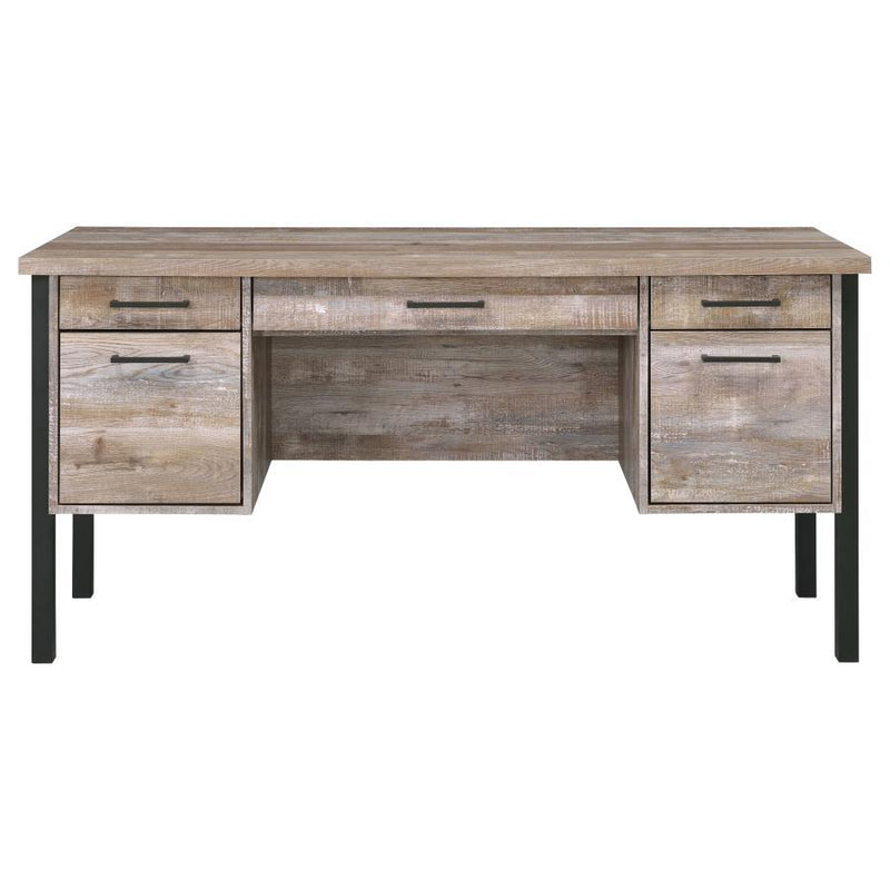 Samson - 4-Drawer Office Desk - Weathered Oak.