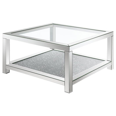 Valentina - Rectangular Coffee Table With Glass Top Mirror.