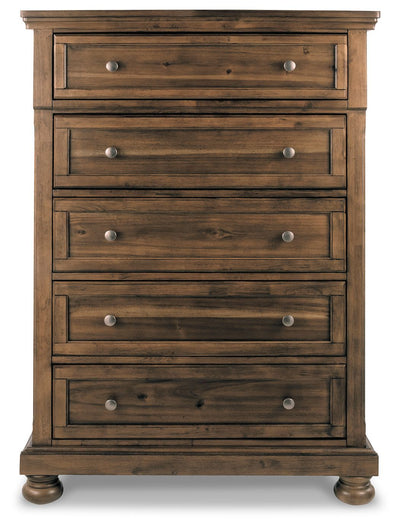 Flynnter - Medium Brown - Five Drawer Chest.