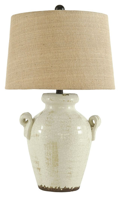 Emelda - Cream - Ceramic Table Lamp.