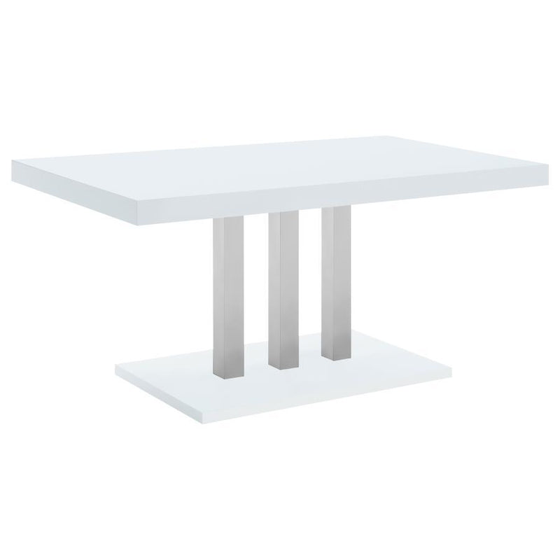 Brooklyn - Rectangular Dining Table - White High Gloss and Chrome.