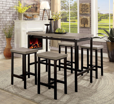Vilvoorde - 5 Piece Counter Height Table Set - Gray / Black - Grand Furniture GA