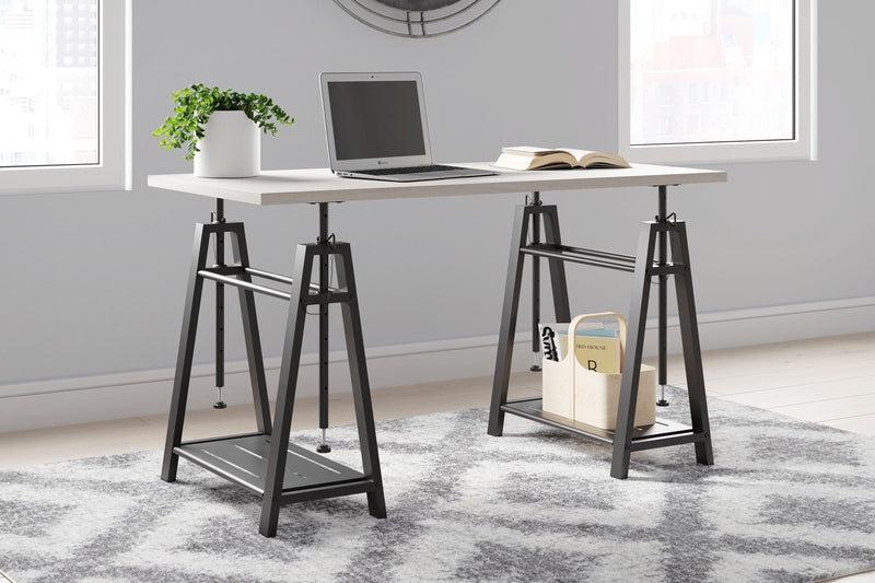 Bayflynn - White / Black - Adjustable Height Desk.