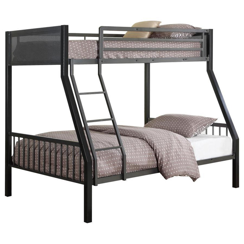 Meyers - 2 Piece Metal Twin Over Full Bunk Bed Set - Black And Gunmetal