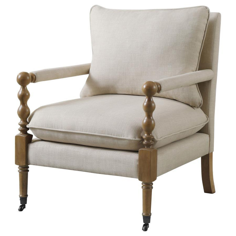 Blanchett - Upholstered Accent Chair With Casters - Beige.