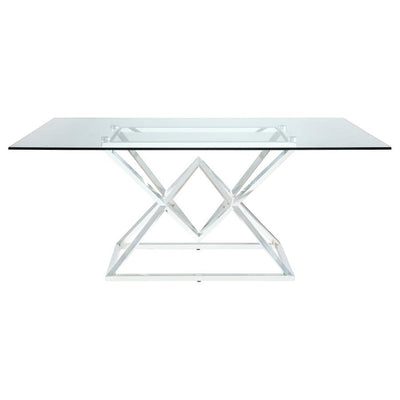 Beaufort - Rectangle Glass Top Dining Table - Chrome.