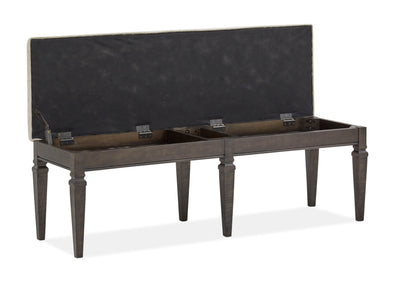 Calistoga - Bench With Upholstered Seat - Weathered Charcoal.