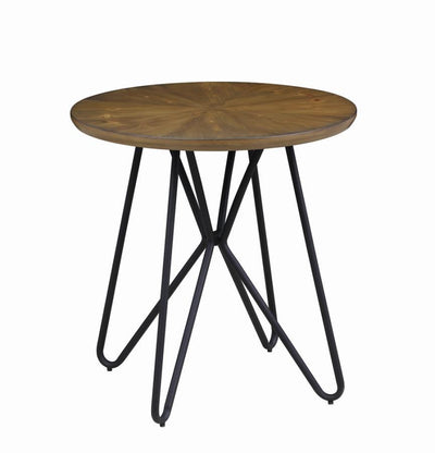 Brinnon - Round End Table - Dark Brown And Black.