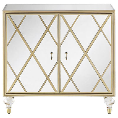 Astilbe - 2-Door Accent Cabinet - Mirror and Champagne.