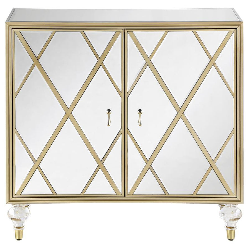 Astilbe - 2-Door Accent Cabinet - Mirror and Champagne.