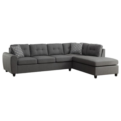 Stonenesse - Upholstered Tufted Sectional With Storage Ottoman - Grey.