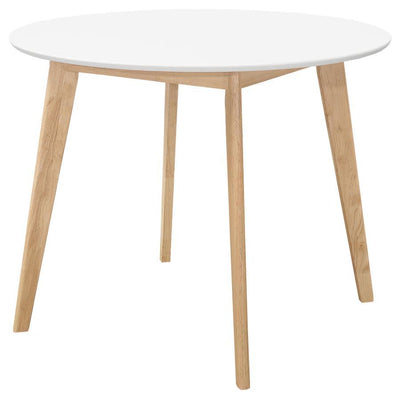 Breckenridge - Round Dining Table - Matte White and Natural Oak.