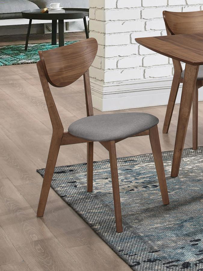 Alfredo - Upholstered Dining Chairs (Set of 2) - Grey and Natural Walnut.