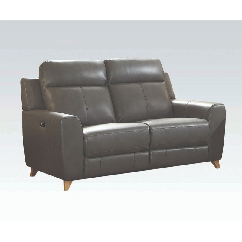 Cayden - Loveseat - Gray Leather-Aire Match - Grand Furniture GA