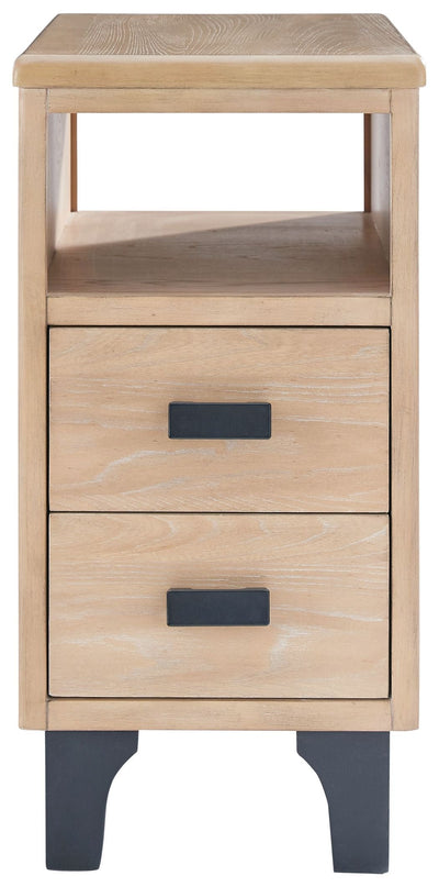 Freslowe - Light Brown / Black - Chair Side End Table - Open Cubby.